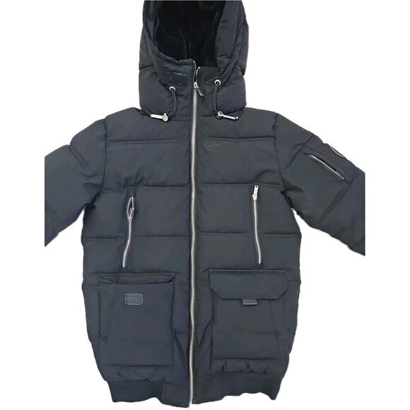 Supply & Demand Jacket Men Size Medium Black Zipper Pockets Fur Parka - Picture 2 of 11